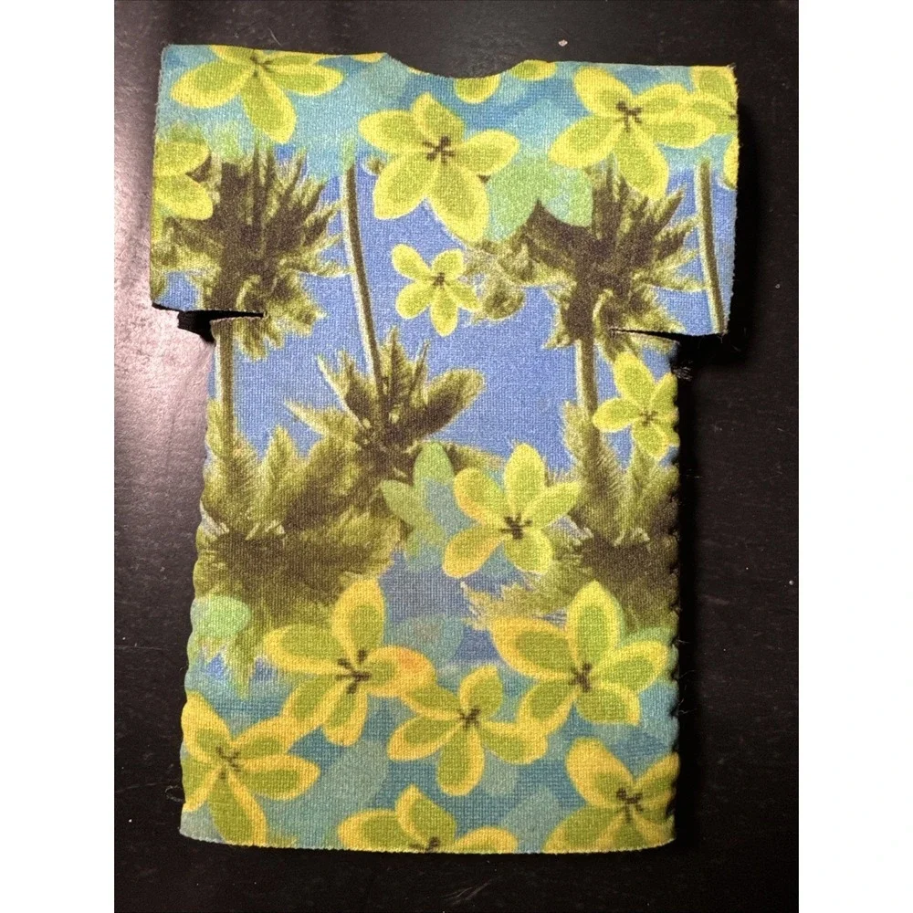 Lot of 3 New Tropical Neoprene Can Koozies Hawaiian Palm Tree Fish Floral